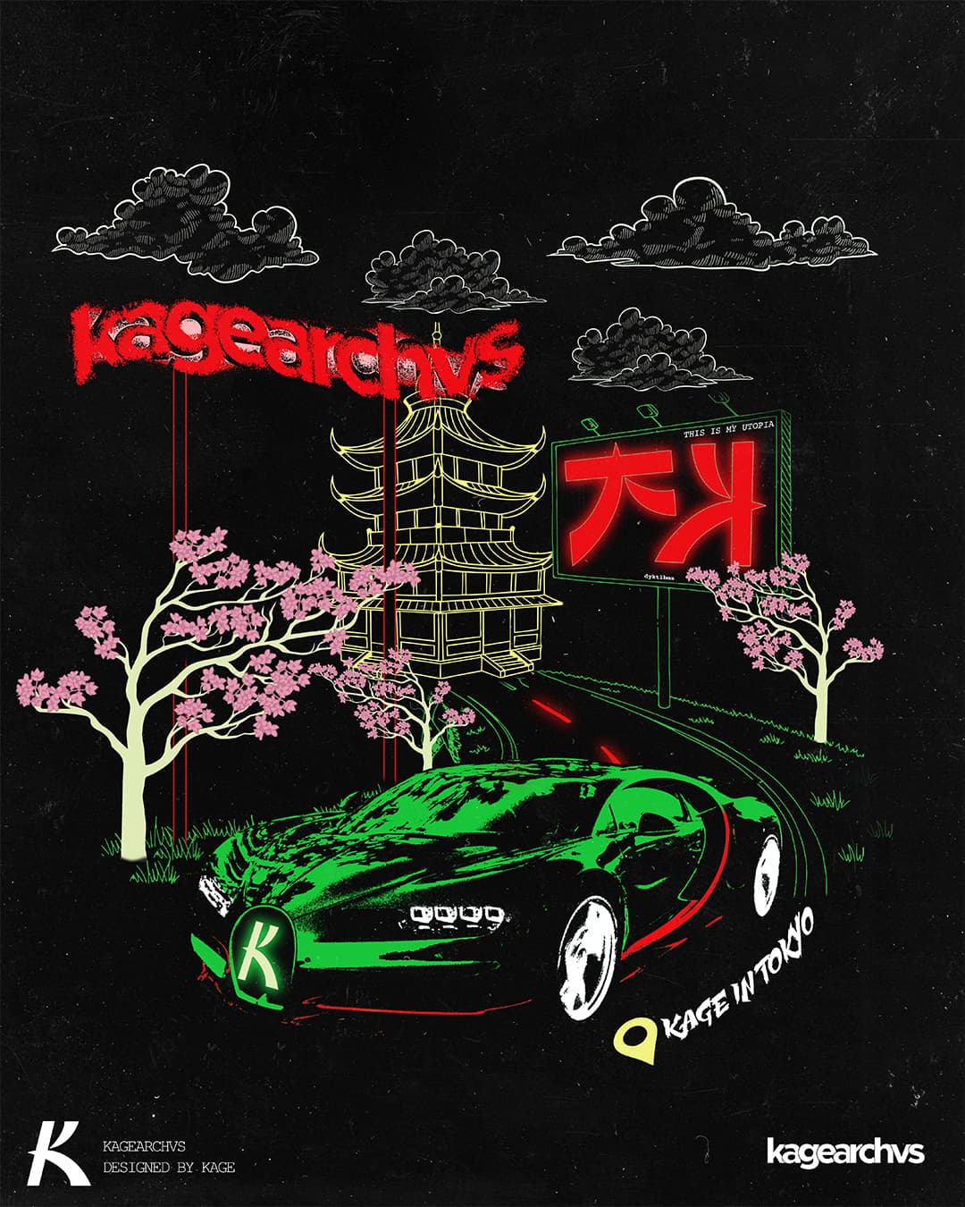 Kage in Tokyo night-drive print
