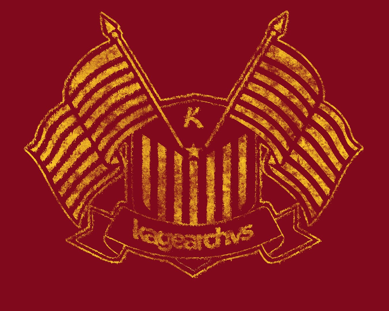 Crossed-flag emblem in gold